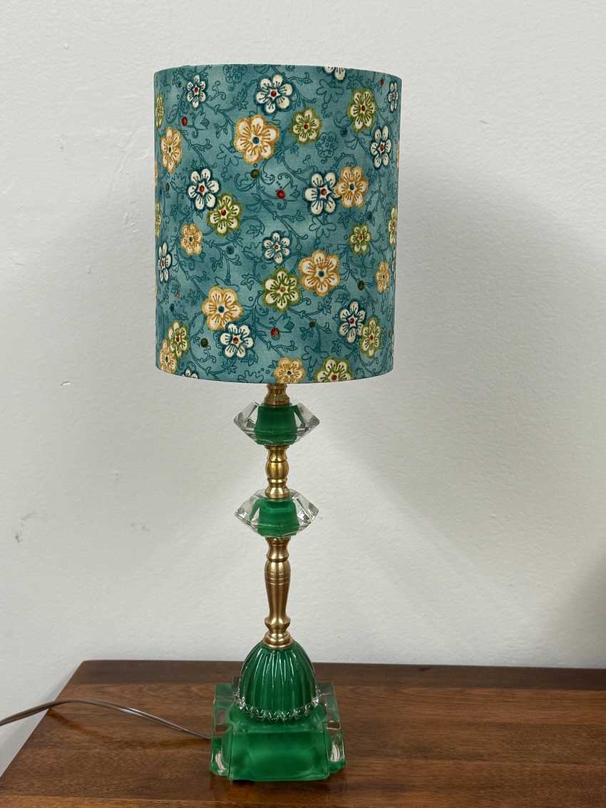 6 Inch Drum Lampshade, Floral Teal
