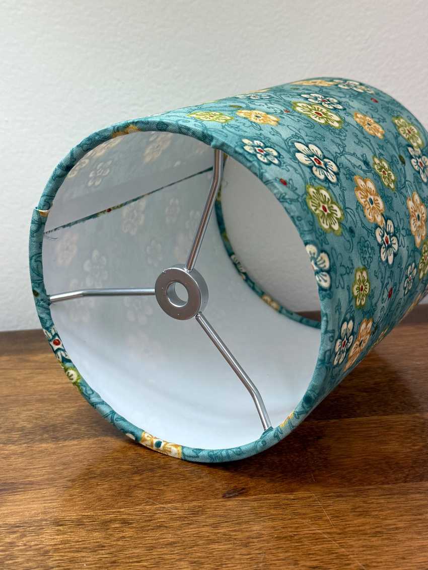 6 Inch Drum Lampshade, Floral Teal