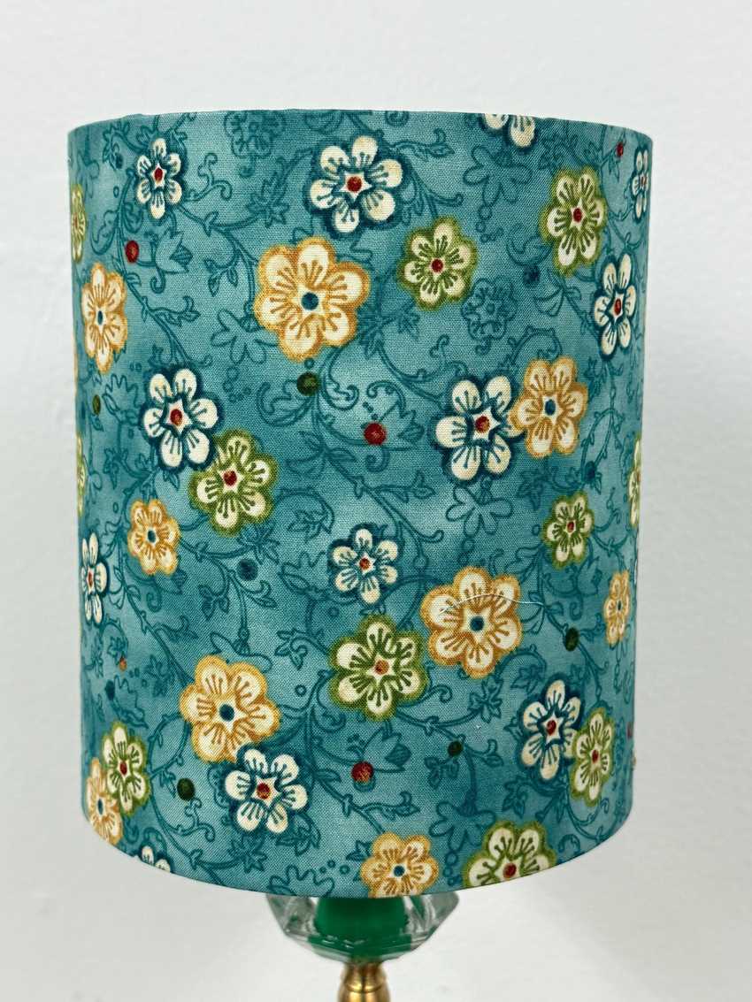 6 Inch Drum Lampshade, Floral Teal