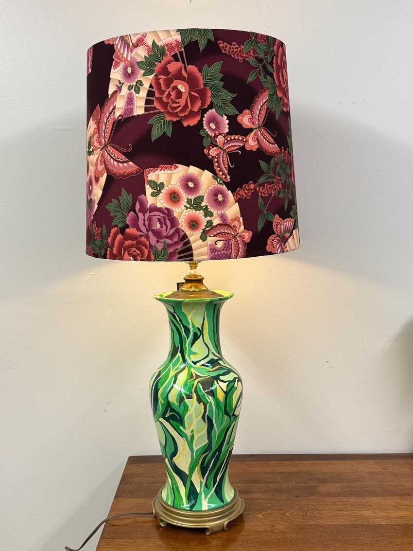 Extra Large Empire Lampshade, Butterflies and Fans Cotton