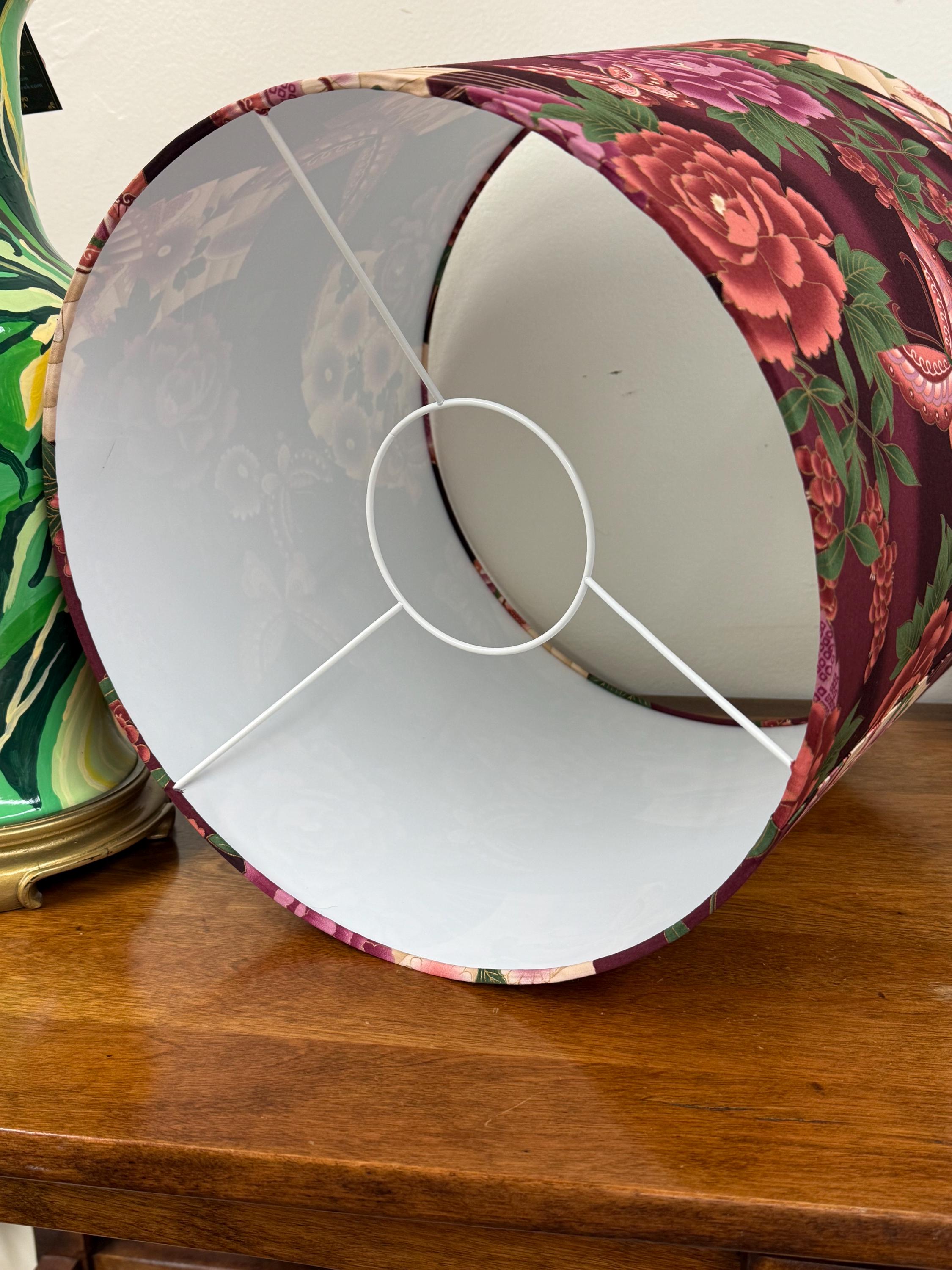 Extra Large Empire Lampshade, Butterflies and Fans Cotton