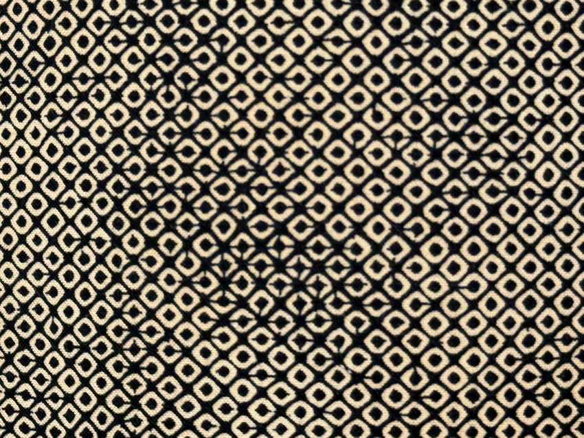 12 Inch Drum Lampshade Covered in Black Shibori Patterned Cotton