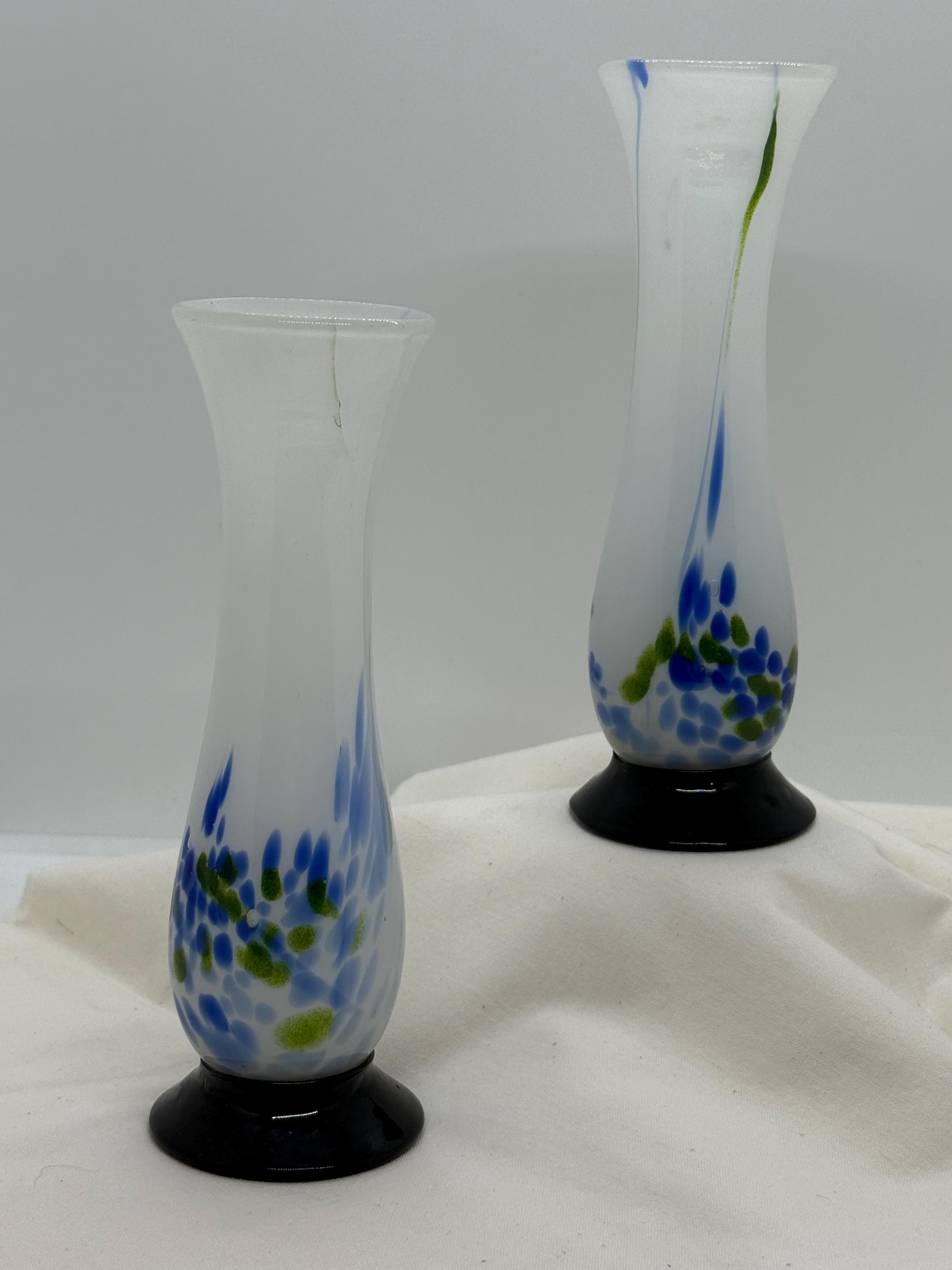 Pair of Art Glass Vases, Made in Japan