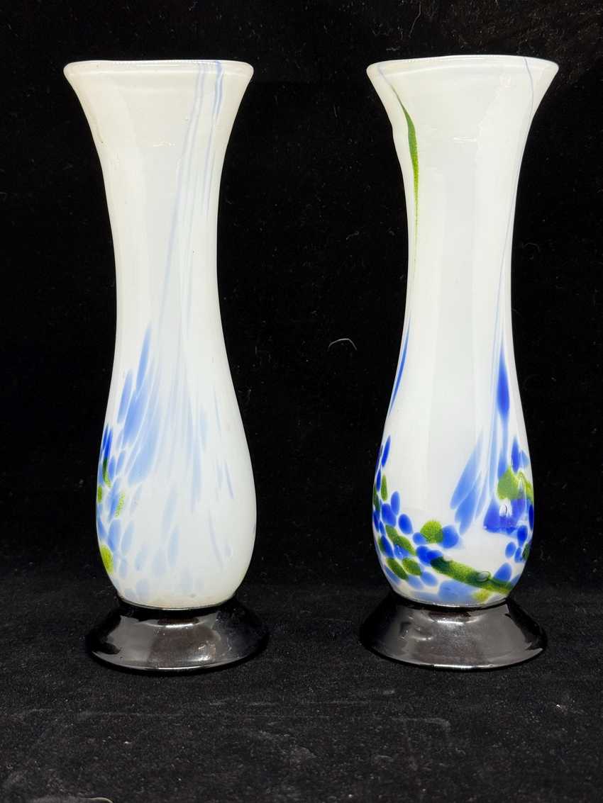 Pair of Art Glass Vases, Made in Japan