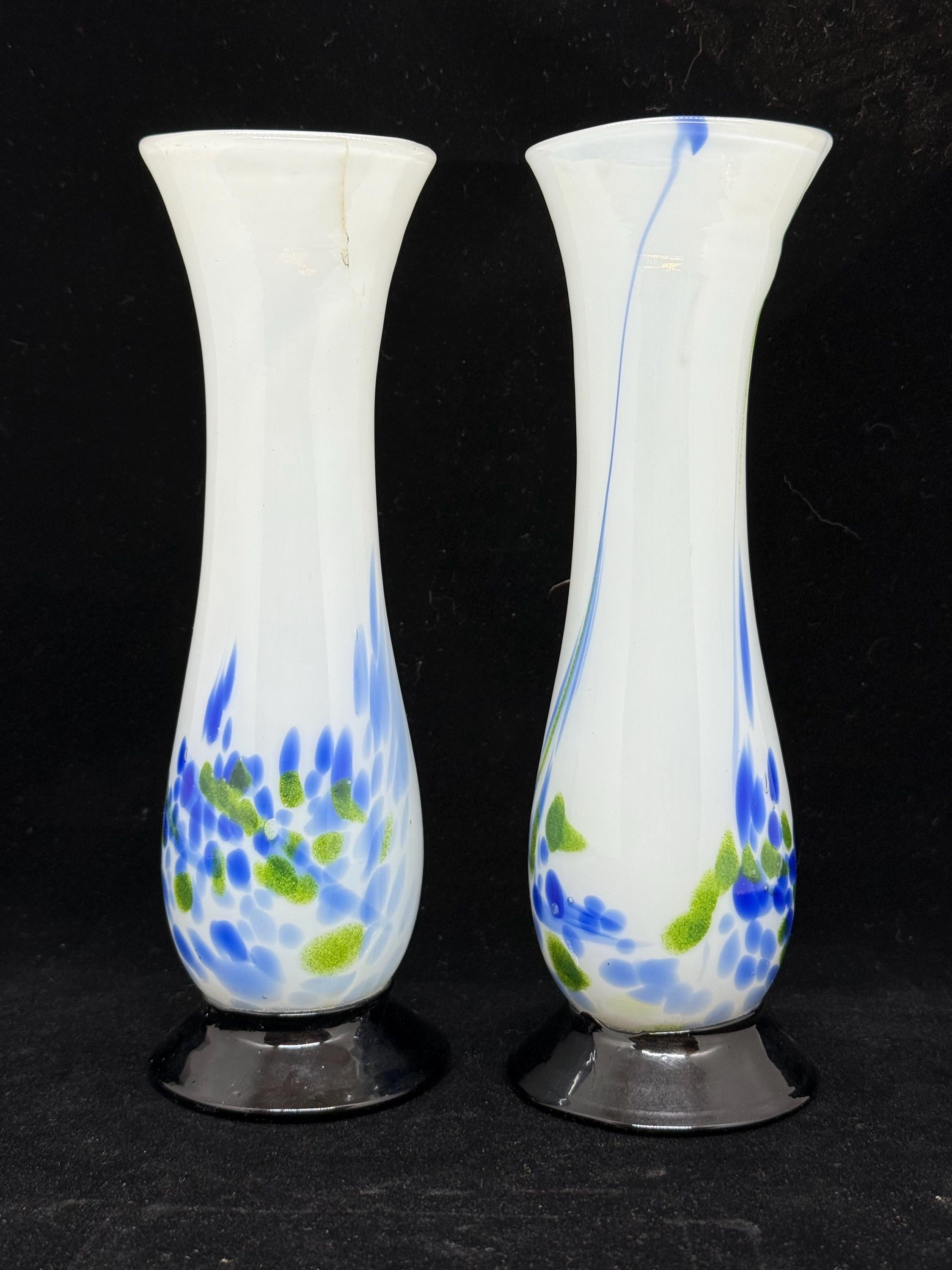 Pair of Art Glass Vases, Made in Japan