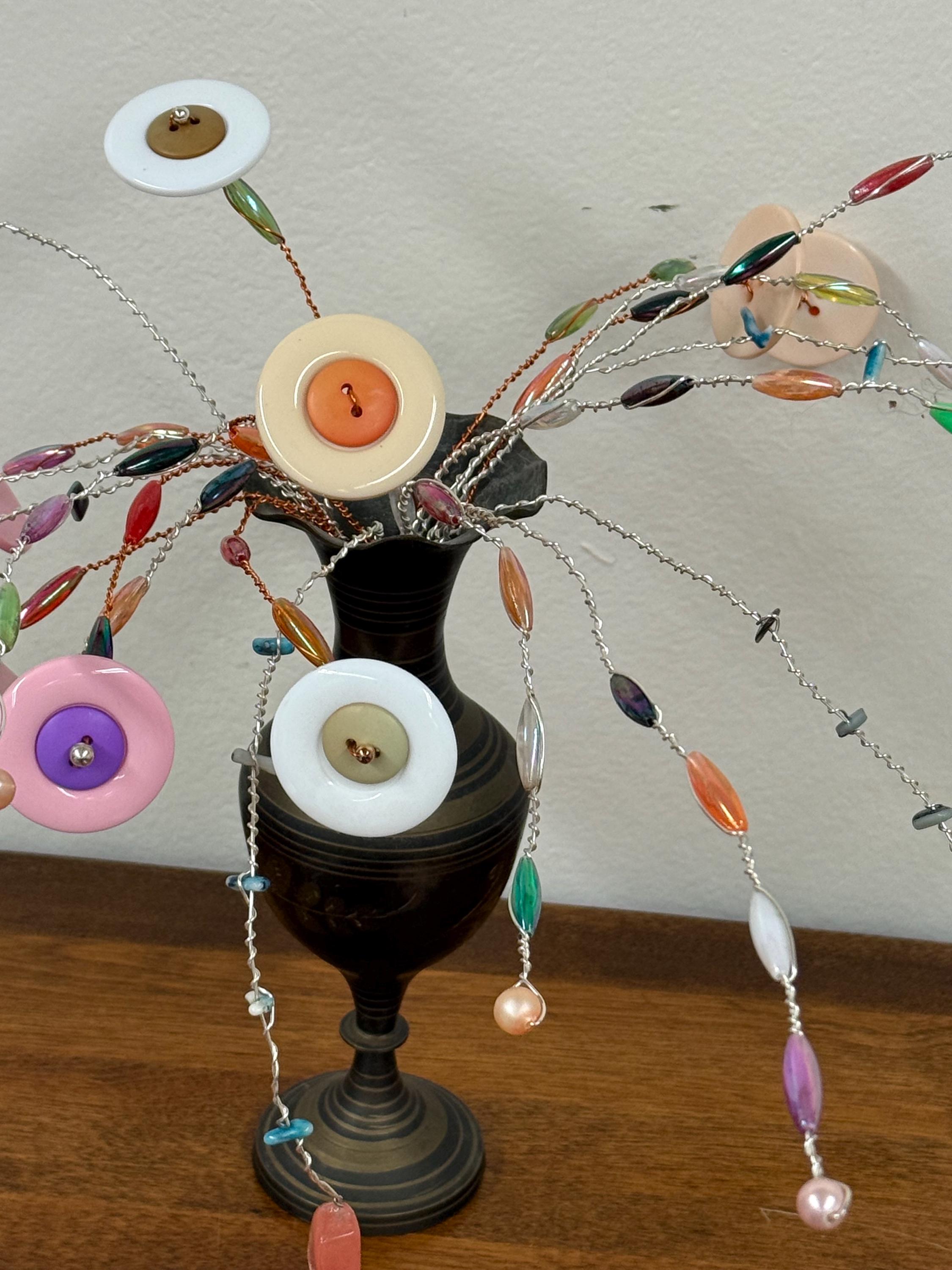 Button Flower and Semi-Precious Stone Bouquet