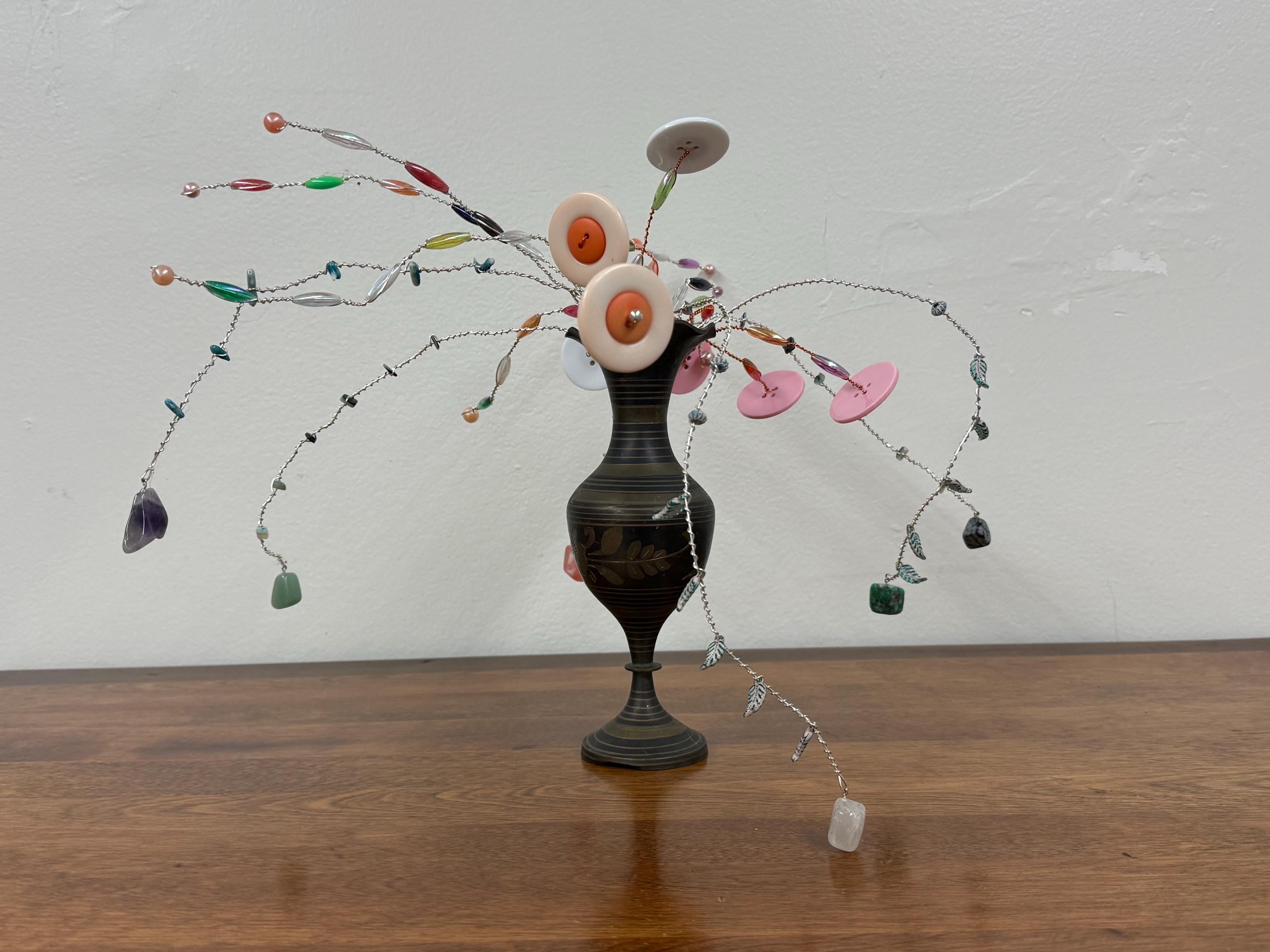 Button Flower and Semi-Precious Stone Bouquet