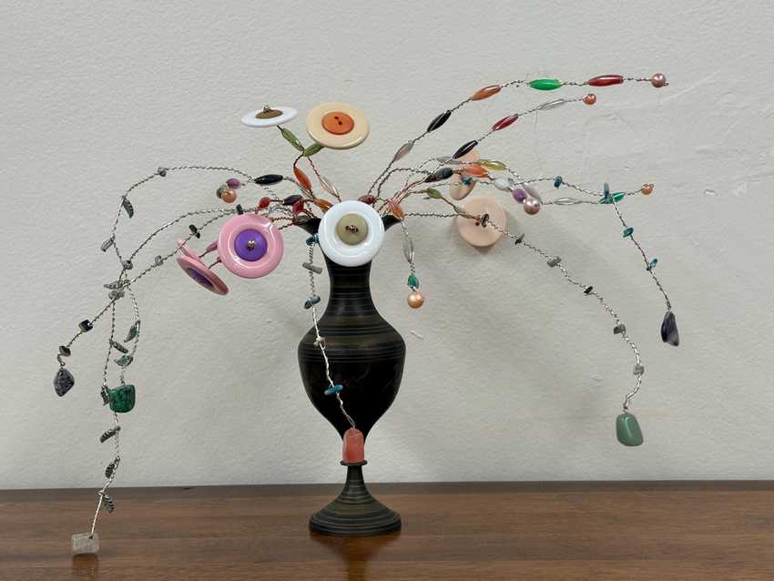 Button Flower and Semi-Precious Stone Bouquet
