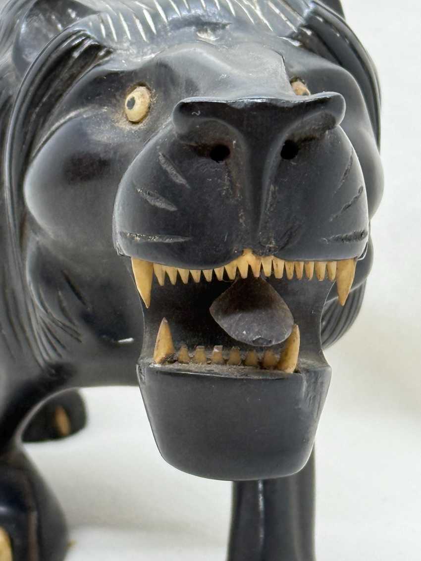 Vintage Hand Carved Ebony Lion