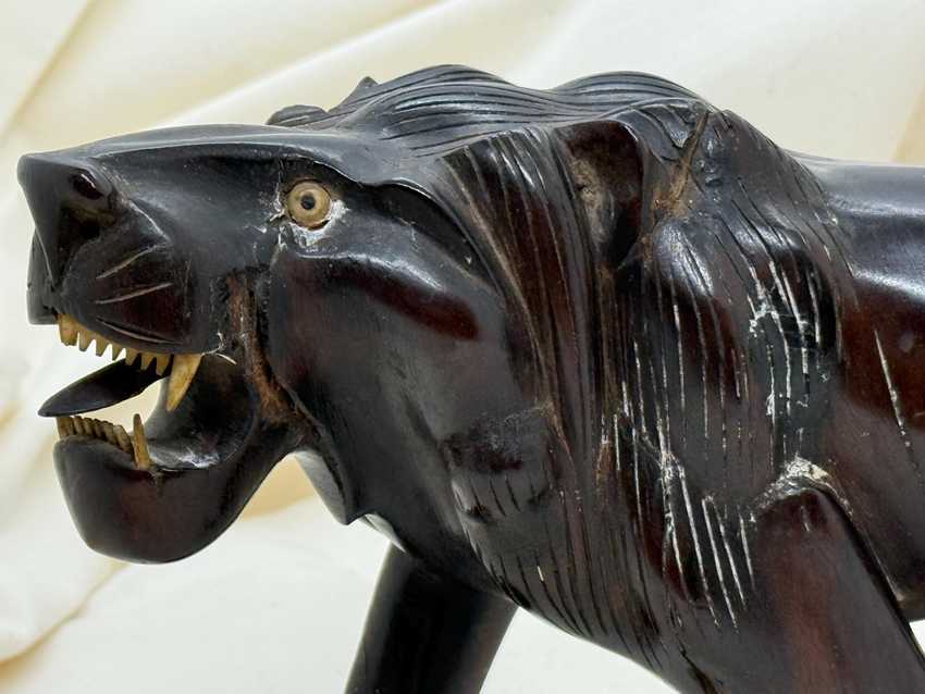 Vintage Hand Carved Ebony Lion (repaired)