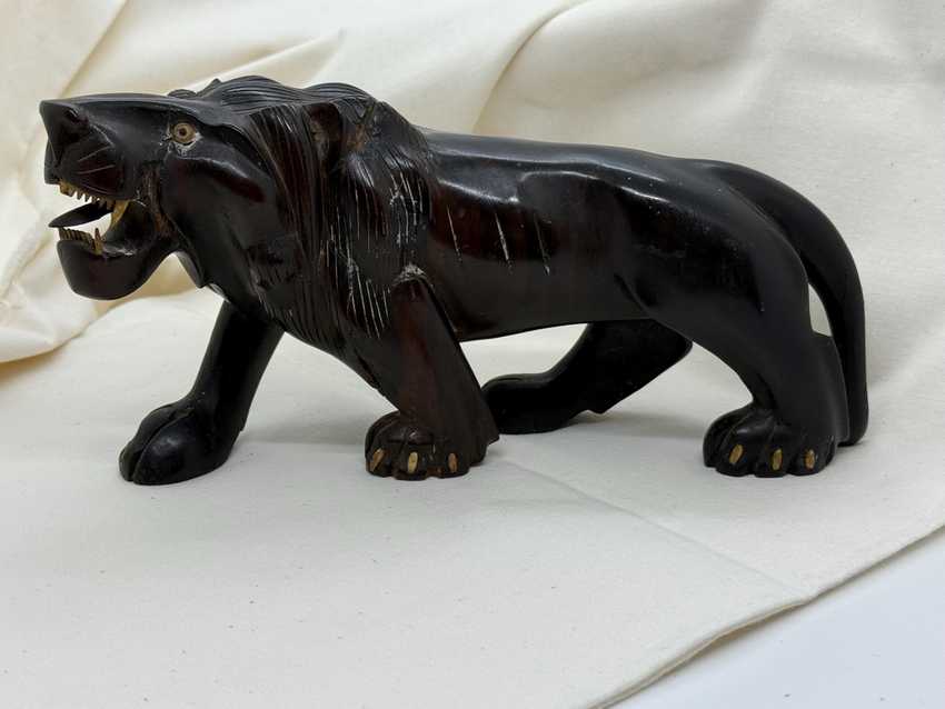 Vintage Hand Carved Ebony Lion (repaired)