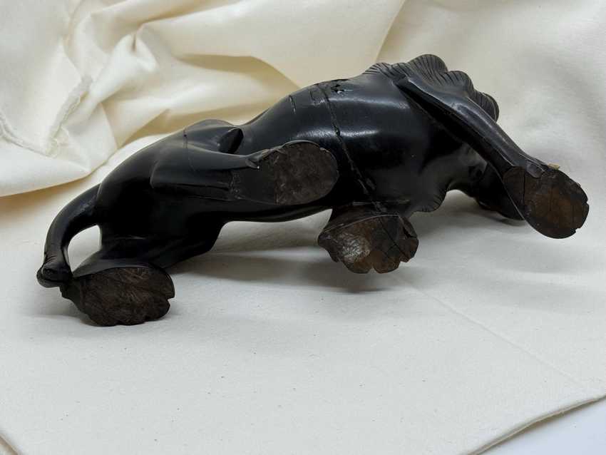 Vintage Hand Carved Ebony Lion (repaired)
