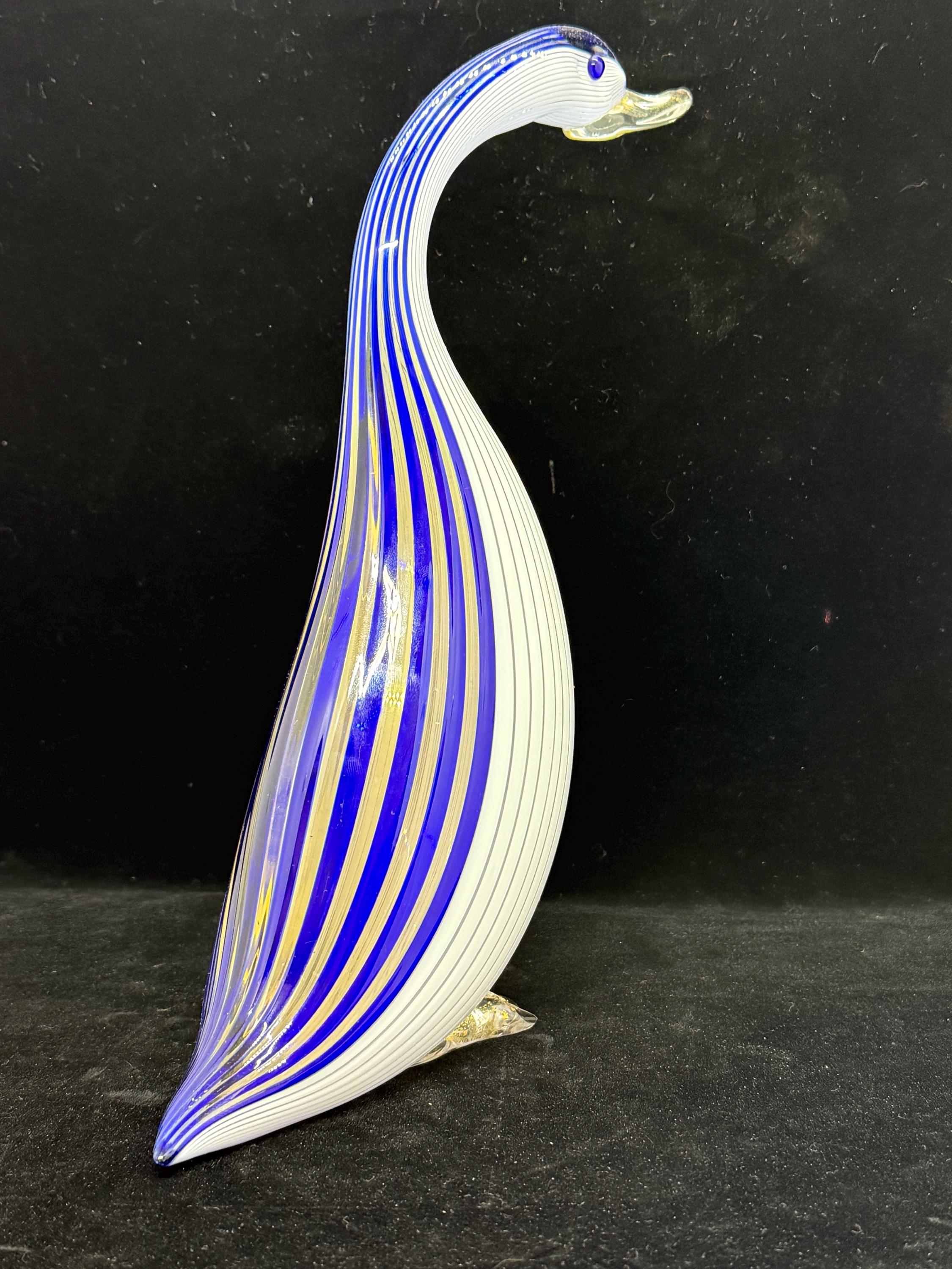 Handmade Murano Glass Duck, Italian Vibrant Glass Duck Figurine, Collectible Colorful Murano Duck Statue