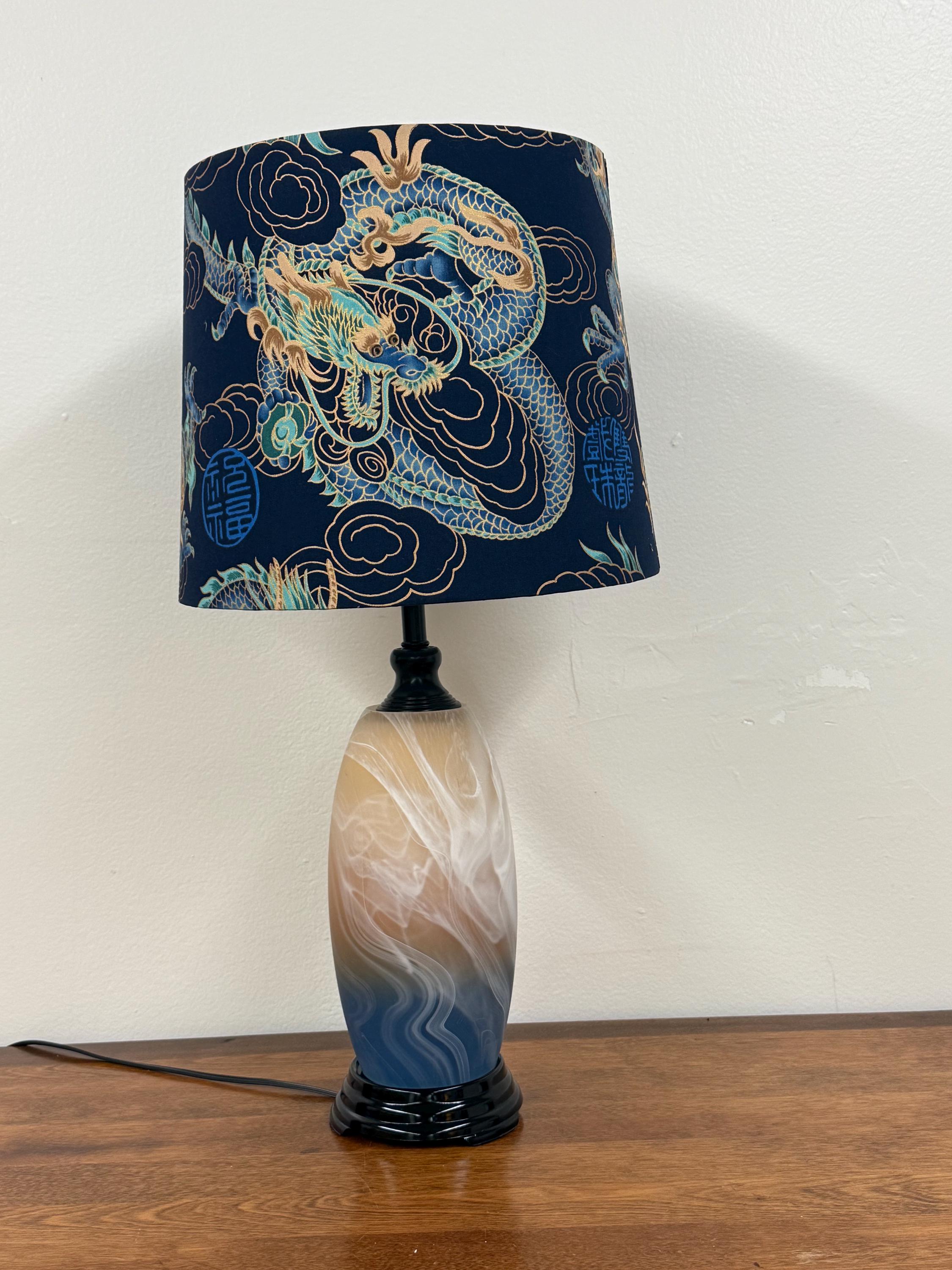 12” Medium Empire Lampshade in Navy and Gold Dragons