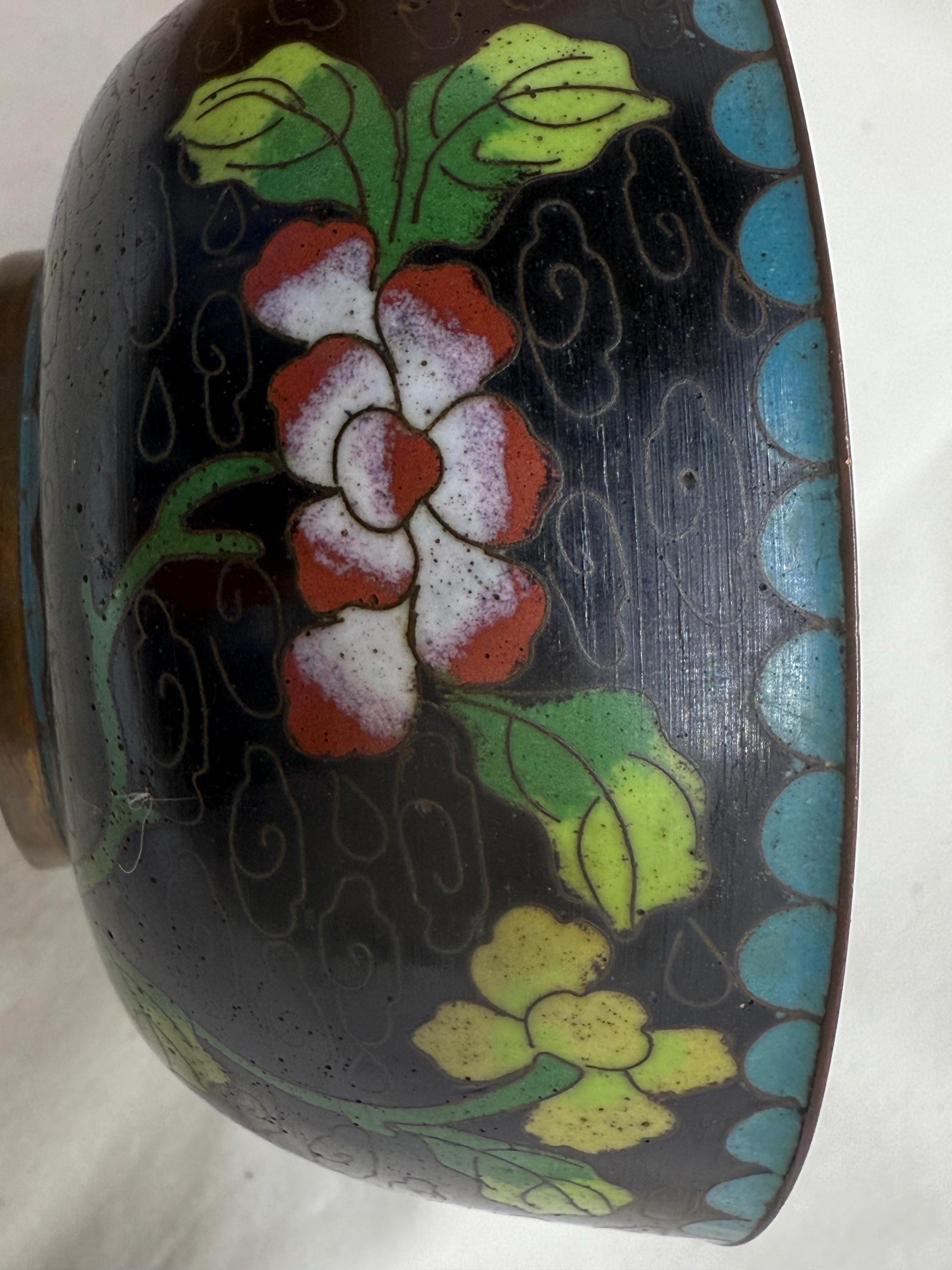 Vintage Chinese Cloisonné Bowl 4.5”