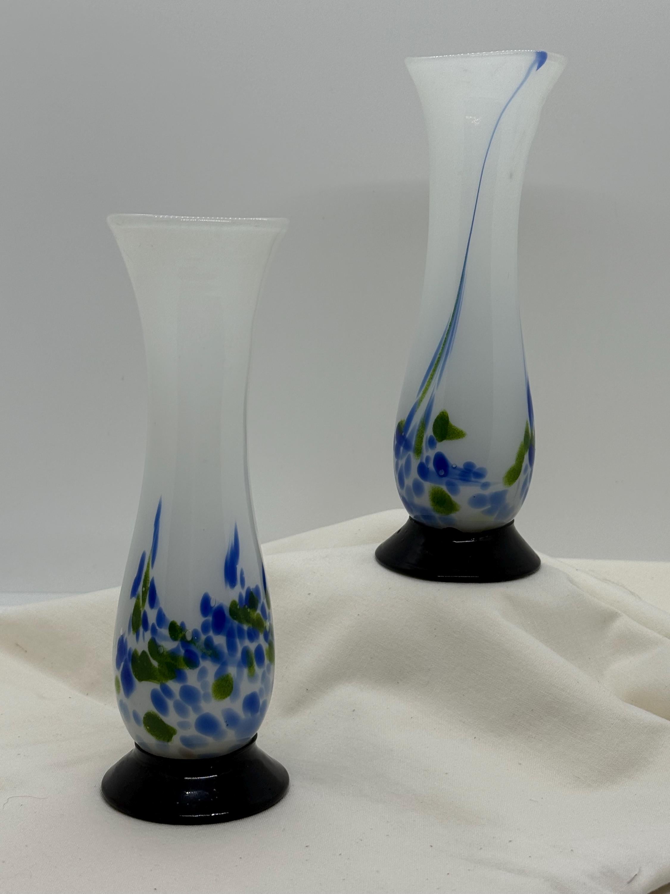 Pair of Art Glass Vases, Made in Japan