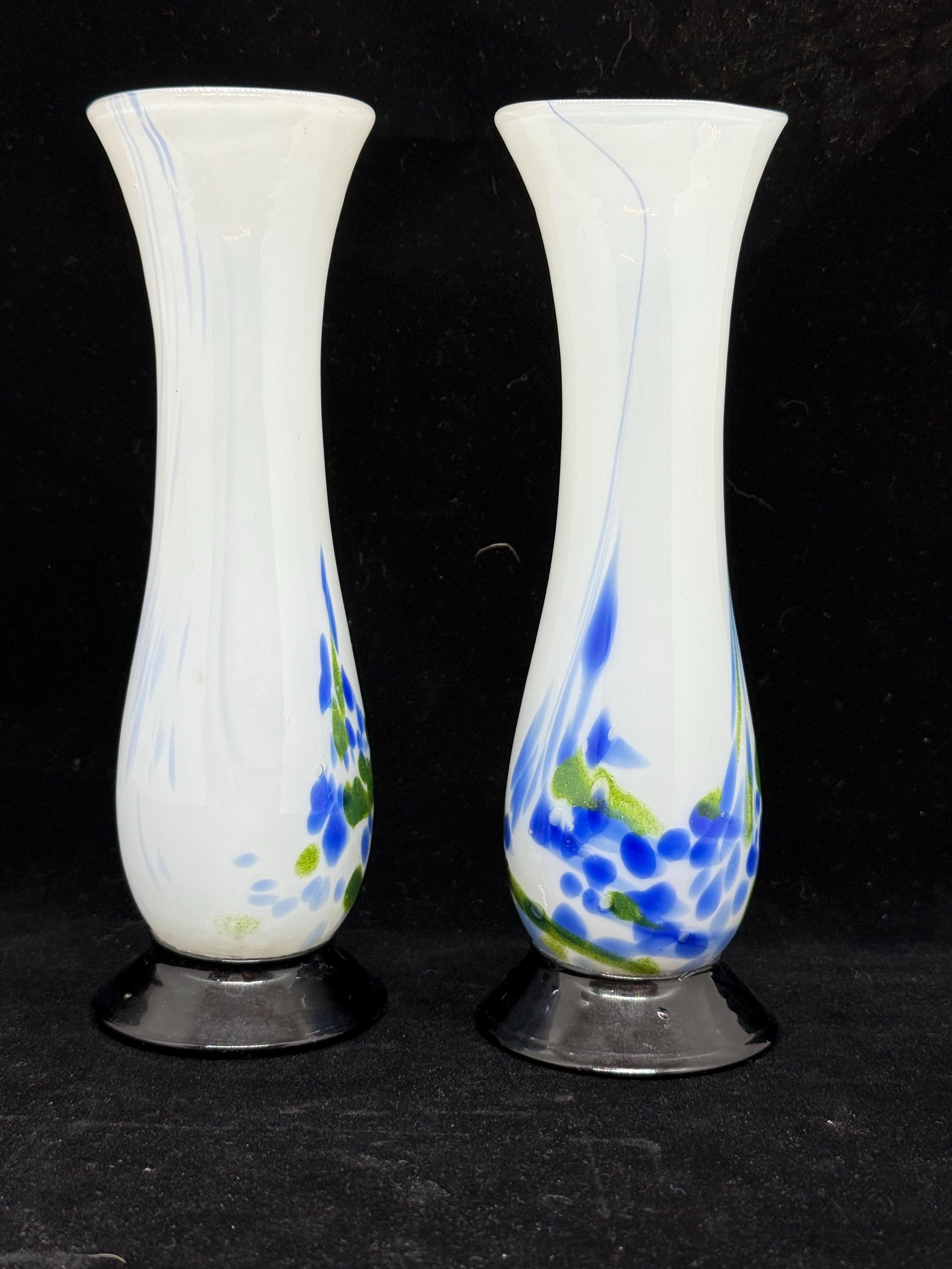 Pair of Art Glass Vases, Made in Japan