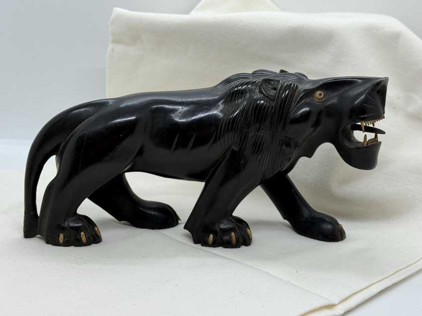 Vintage Hand Carved Ebony Lion