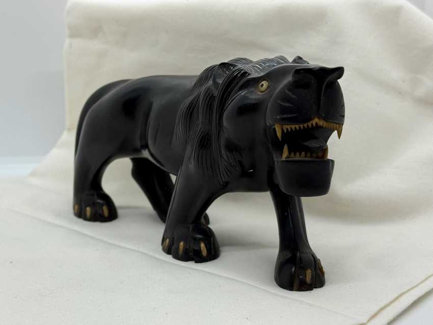 Vintage Hand Carved Ebony Lion