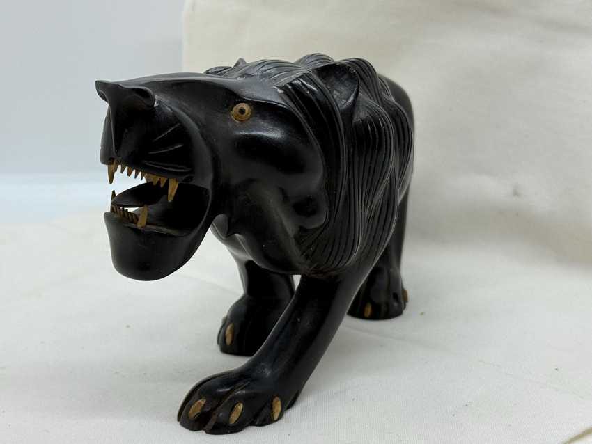 Vintage Hand Carved Ebony Lion