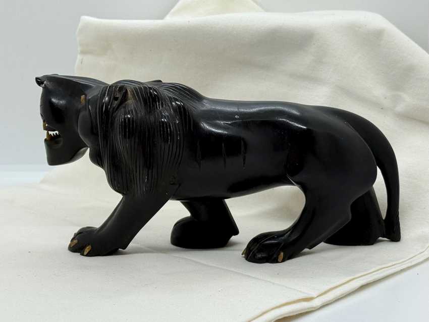 Vintage Hand Carved Ebony Lion