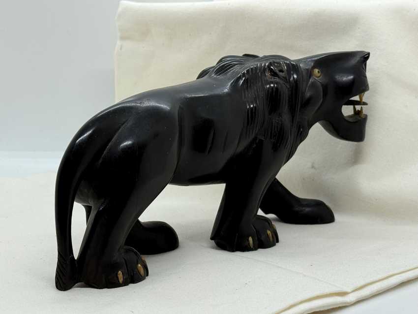 Vintage Hand Carved Ebony Lion