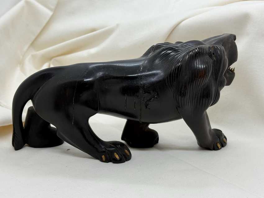 Vintage Hand Carved Ebony Lion (repaired)