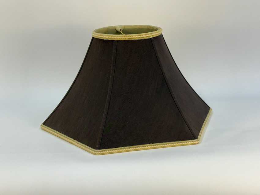 Vintage Chocolate Brown and Gold 16” Hexagon Lampshade