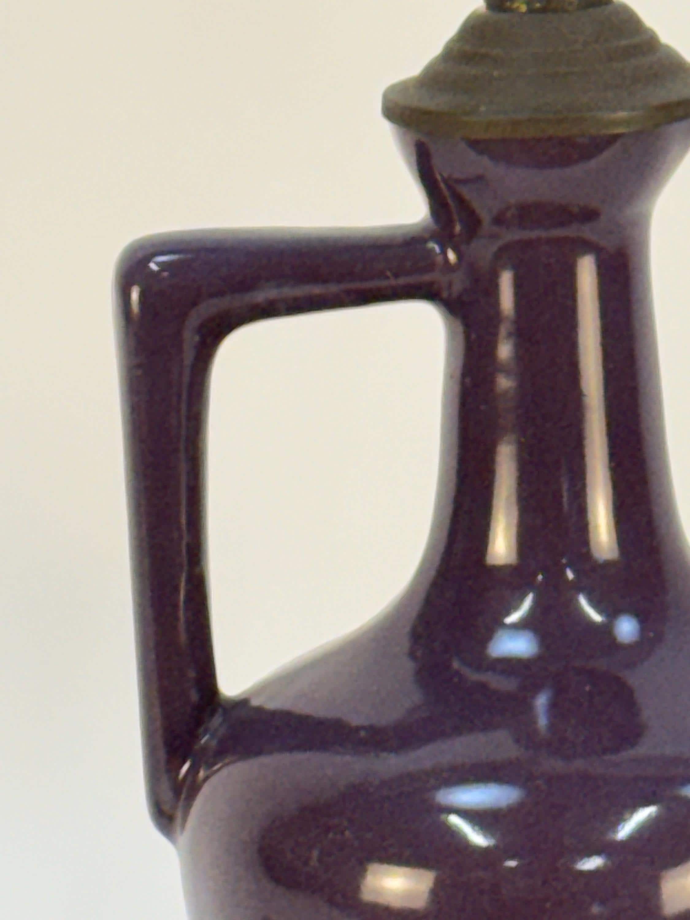 Small Hand Painted Purple Jug Lamp