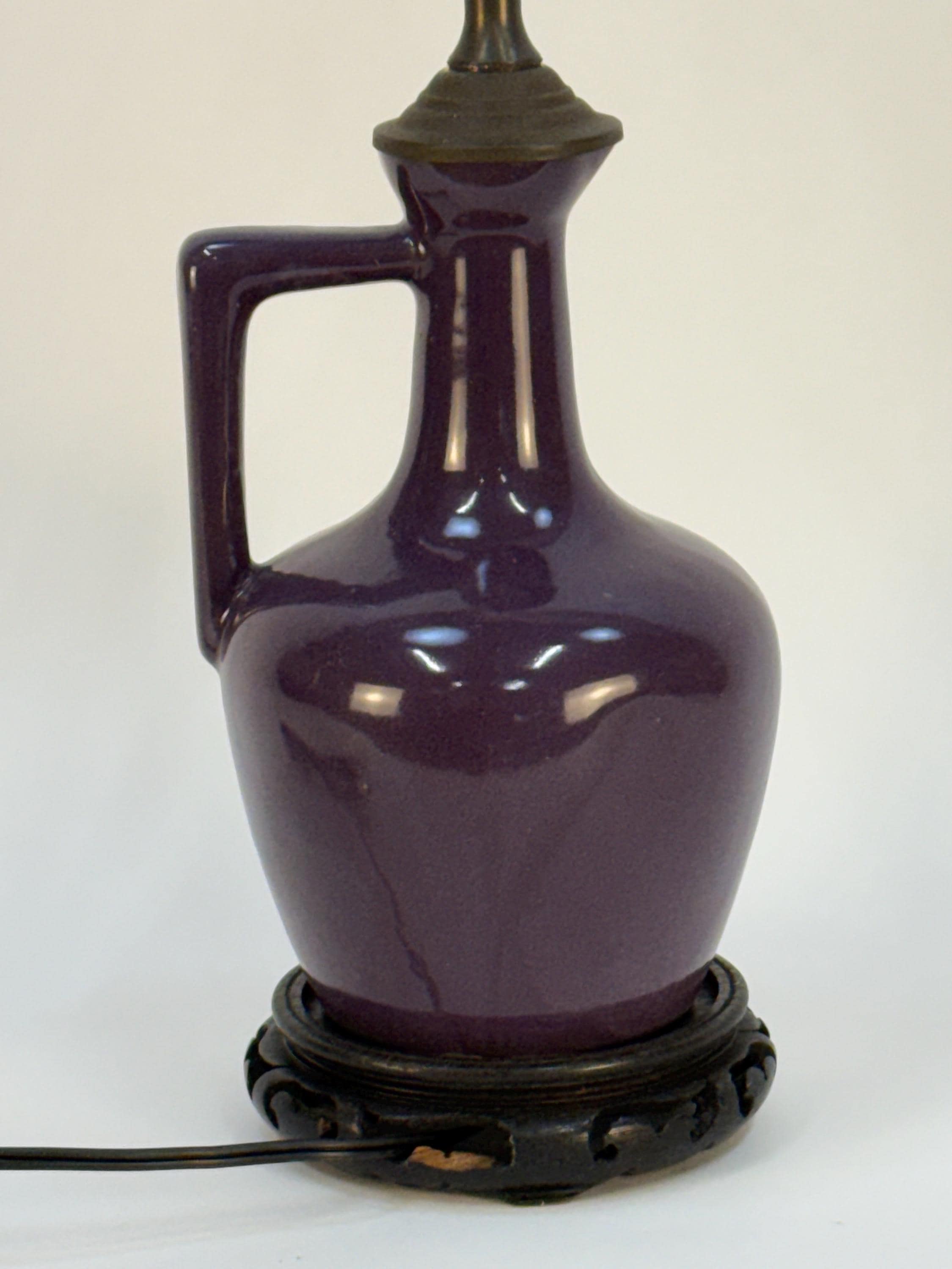 Small Hand Painted Purple Jug Lamp