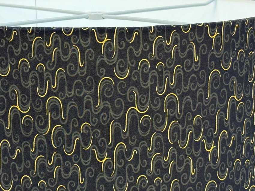Black with Gold Metallic Accent Pattern Drum Lampshade - Available in 6, 8, 10, 12, 14, and 16 inch Sizes