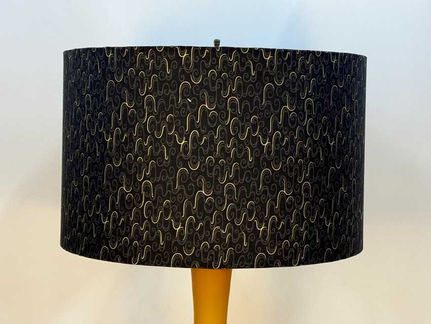 Black with Gold Metallic Accent Pattern Drum Lampshade - Available in 6, 8, 10, 12, 14, and 16 inch Sizes