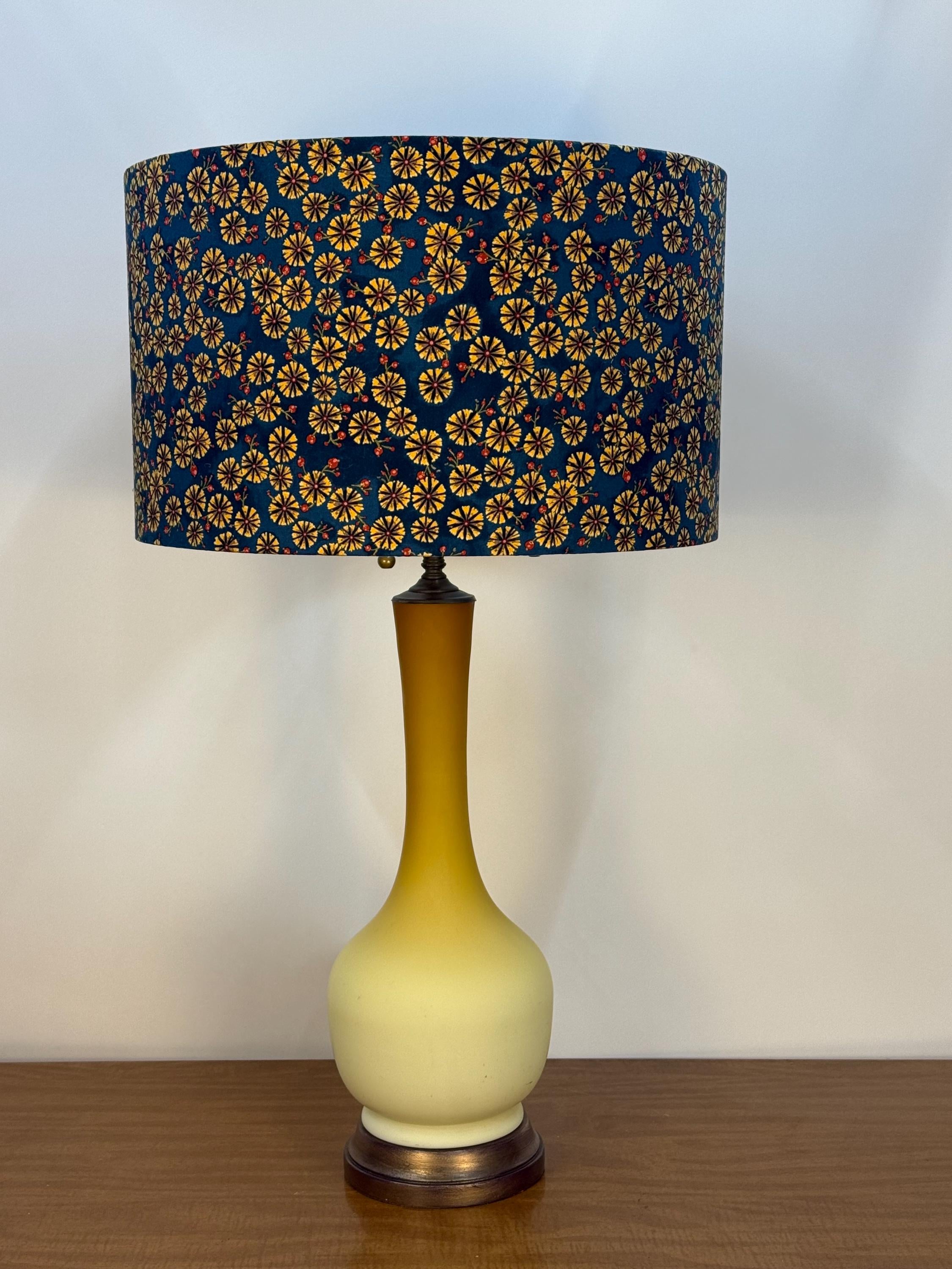 Tall Vintage Uranium Glass Lamp