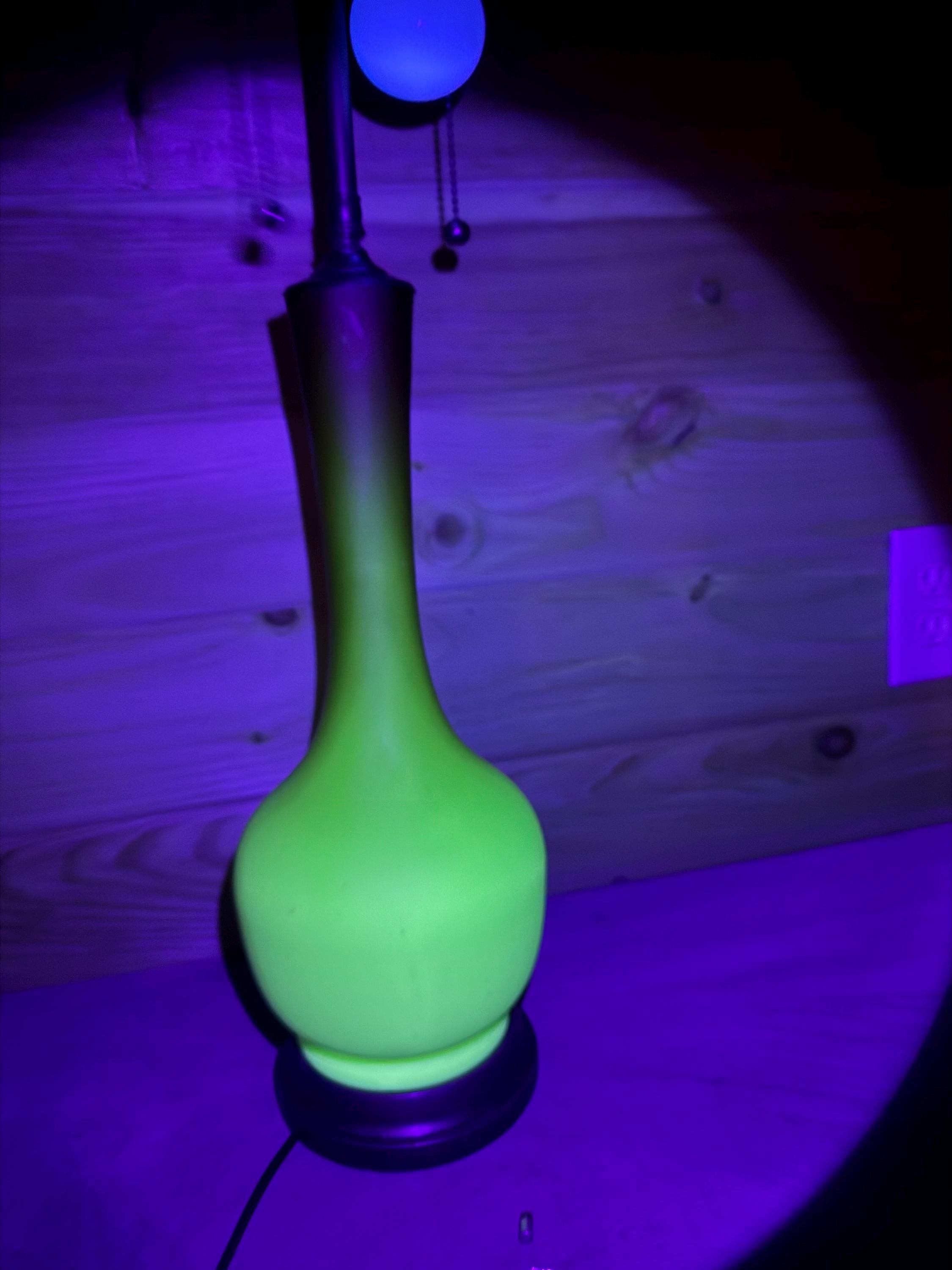 Tall Vintage Uranium Glass Lamp