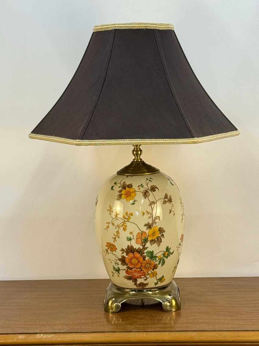 Vintage Chocolate Brown and Gold 16” Hexagon Lampshade