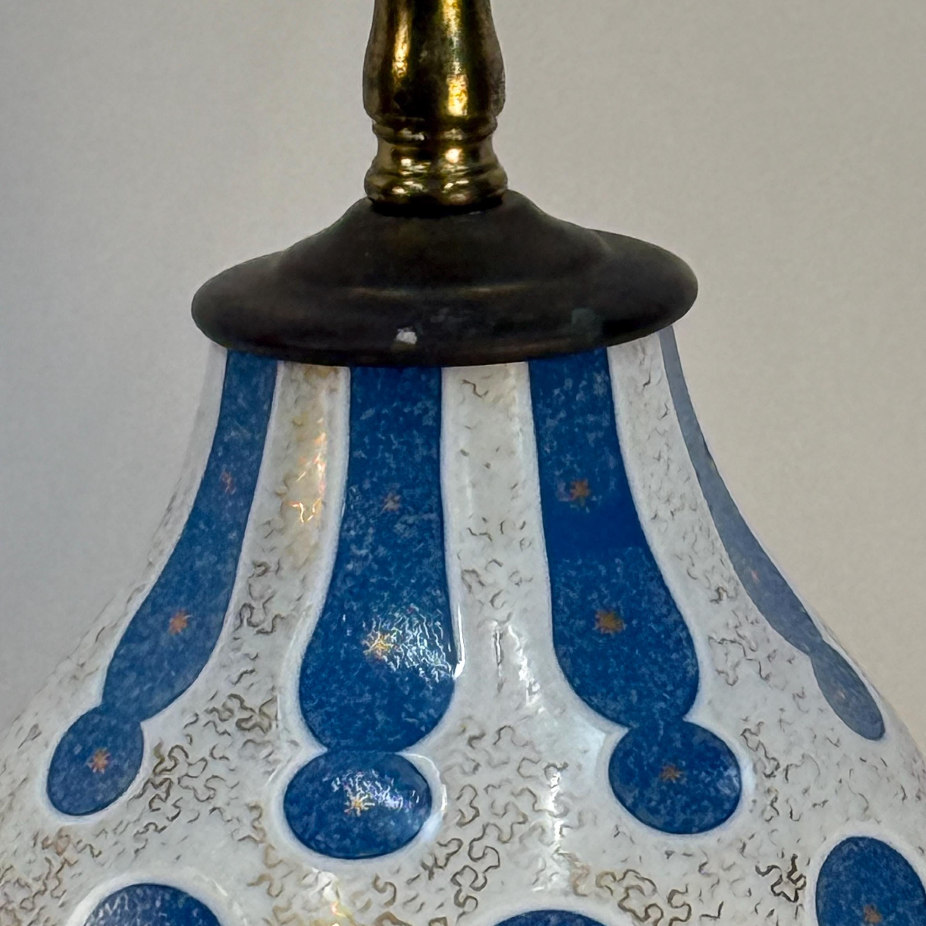 Vintage French Blue Opaline Lamp