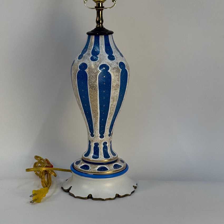 Vintage French Blue Opaline Lamp