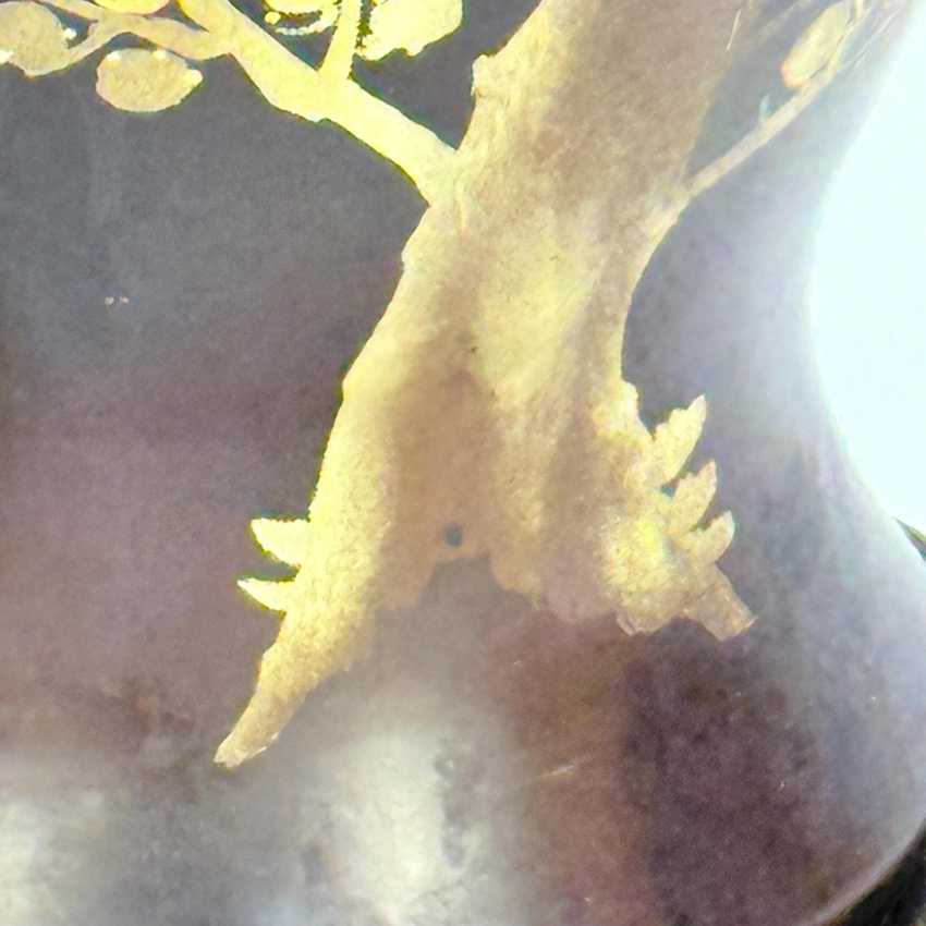 Brown Asian Lamp with Metallic Cherry Blossoms