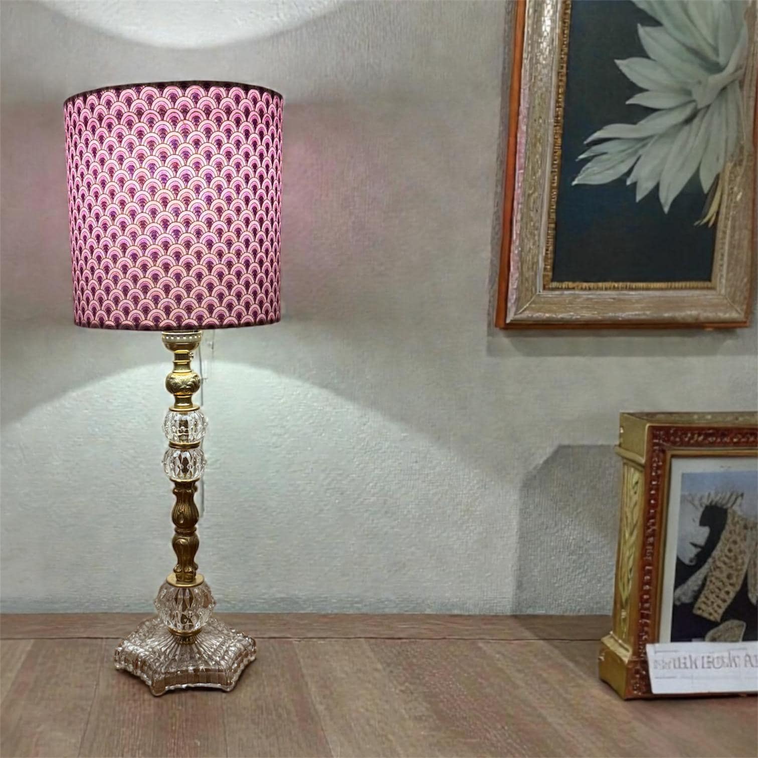 Fancy Brass and Vintage Glass Lamp