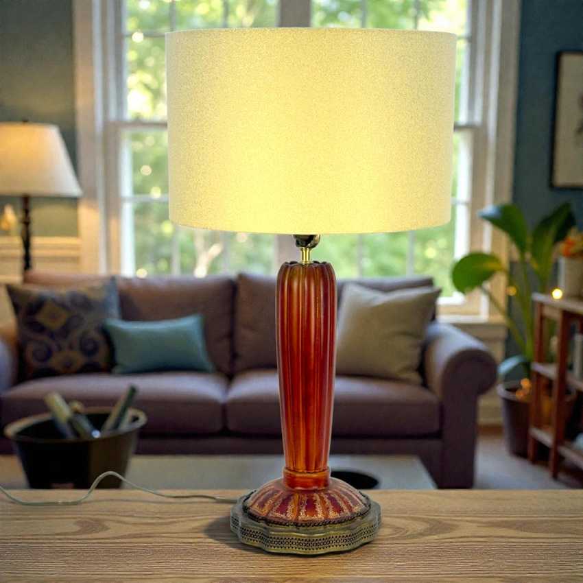 French Ceramic Art Nouveau Lamp