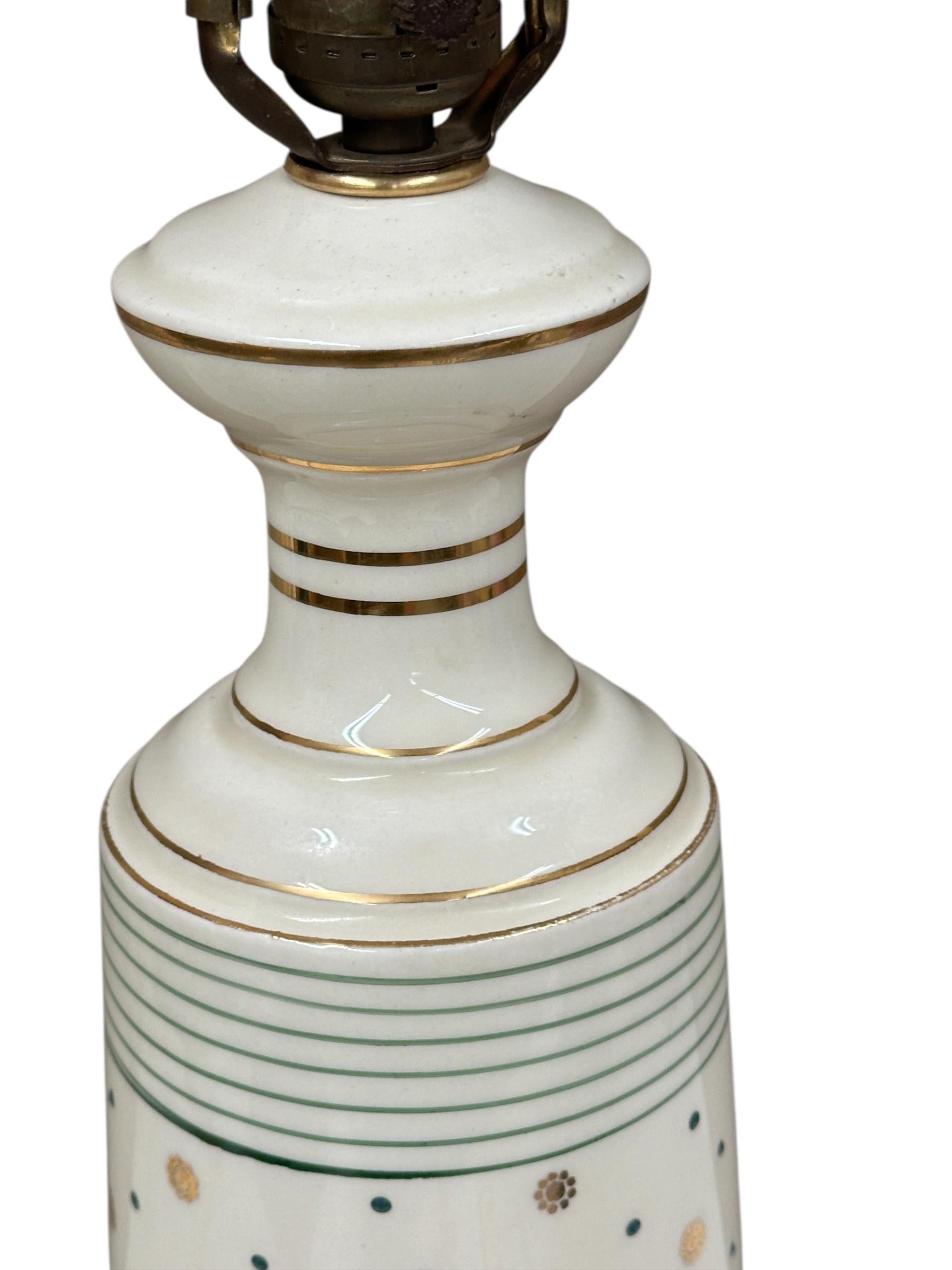 MCM Green Dots and Stripes Vintage Lamp