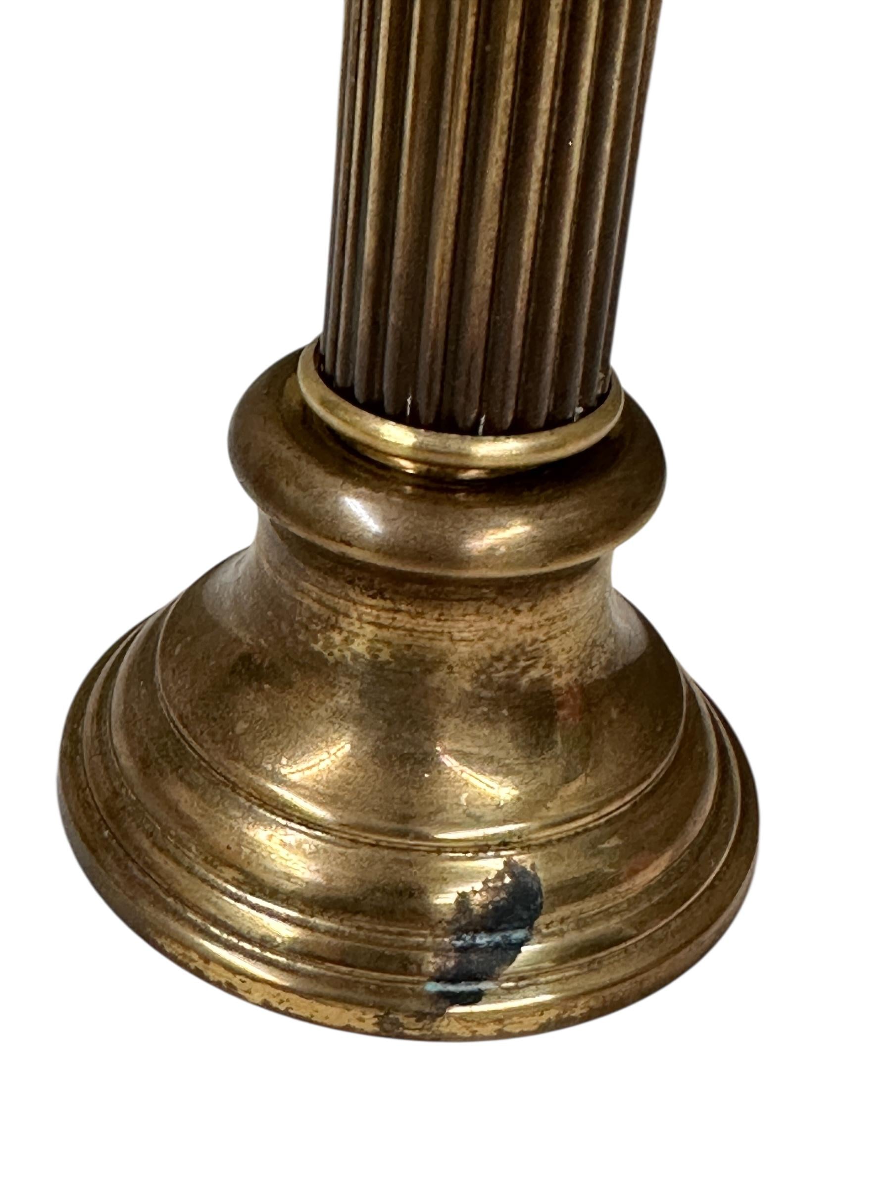 Ruby Cut to Clear Glass and Brass Lamp