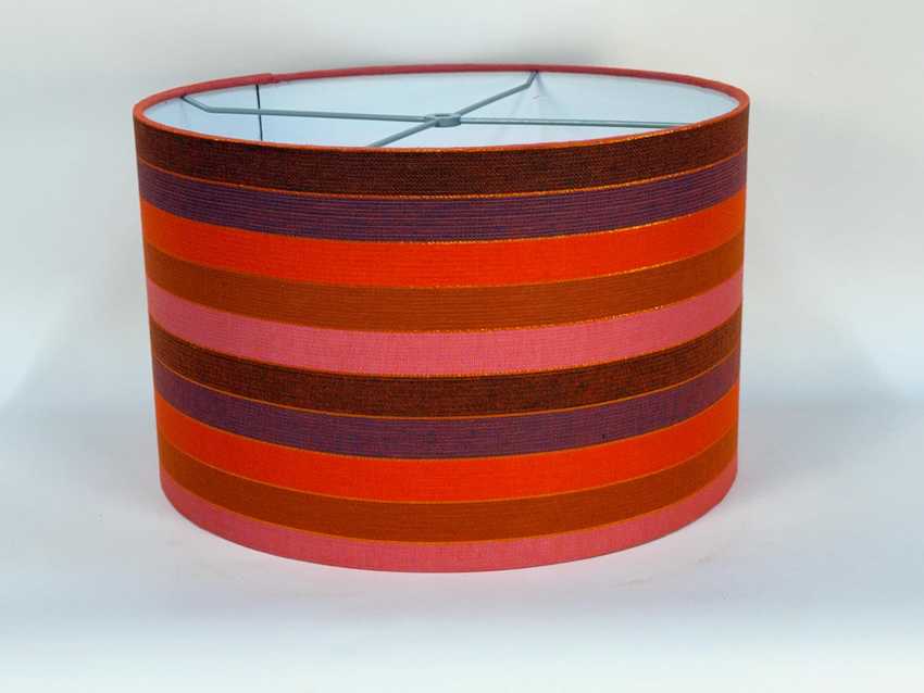 Horizontal Striped Jewel Tone Drum Lampshade, Available in 6, 8, 10, 12, 14, 16 and 18 inch Sizes