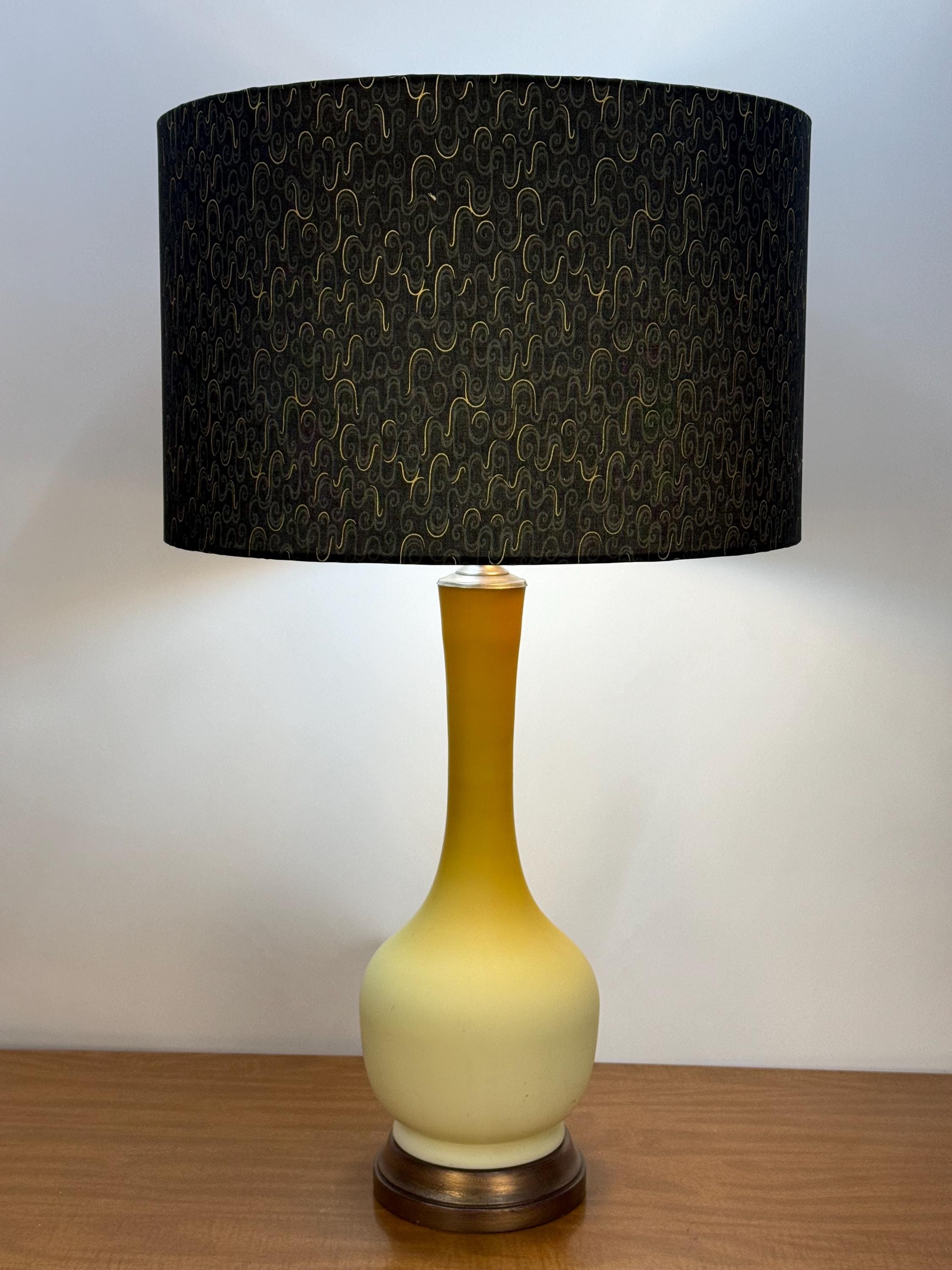 Black with Gold Metallic Accent Pattern Drum Lampshade - Available in 6, 8, 10, 12, 14, and 16 inch Sizes