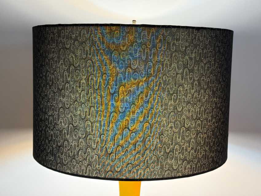 Black with Gold Metallic Accent Pattern Drum Lampshade - Available in 6, 8, 10, 12, 14, and 16 inch Sizes