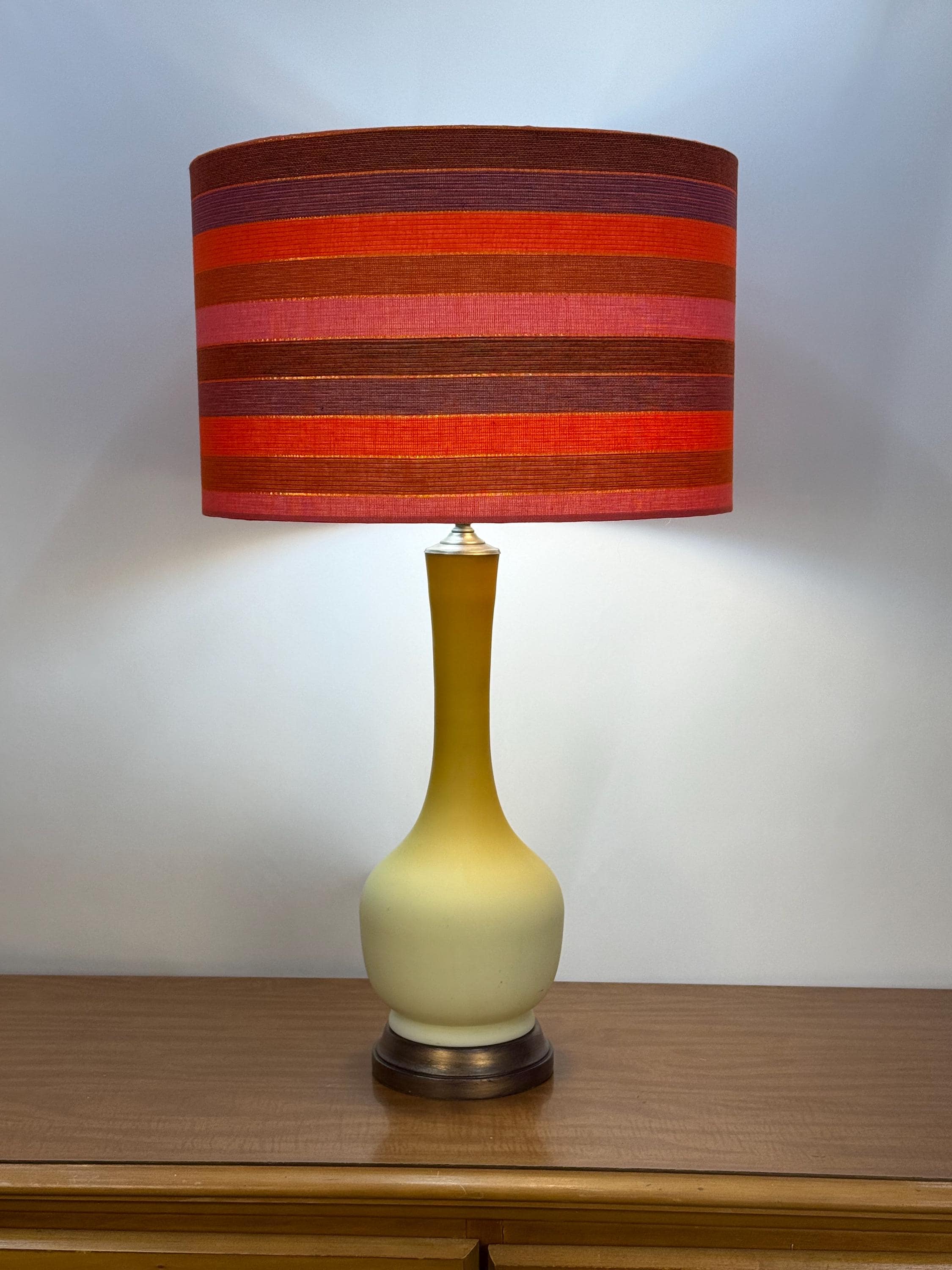 Tall Vintage Uranium Glass Lamp