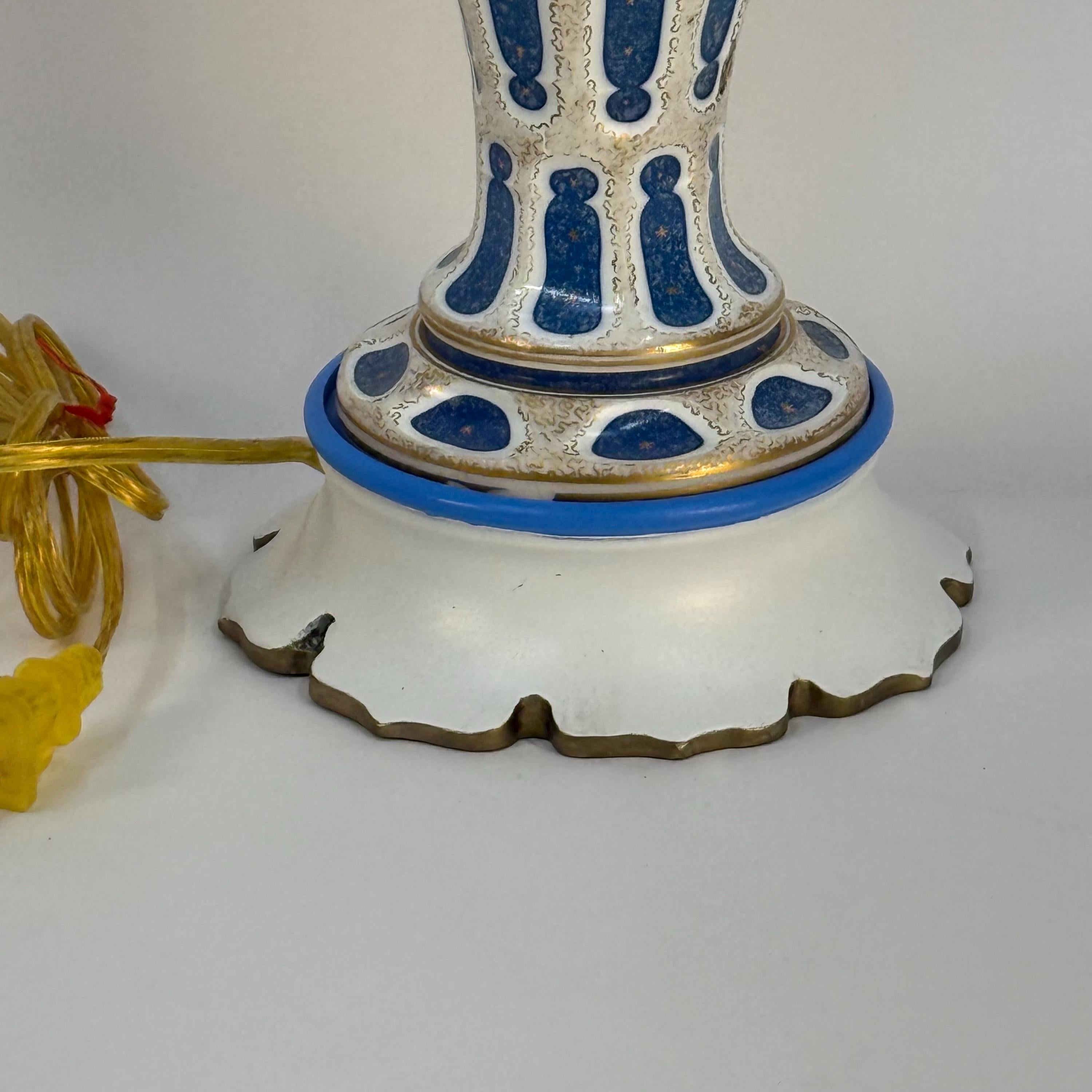 Vintage French Blue Opaline Lamp