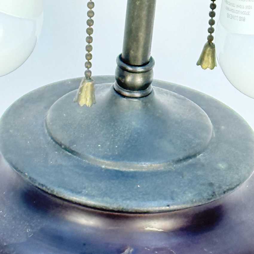 Brown Asian Lamp with Metallic Cherry Blossoms