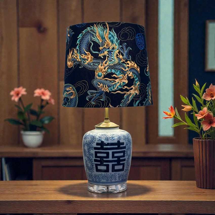 Vintage Double Happiness Ginger Jar Lamp | Chinoiserie Table Lamp | Collectible Asian Ginger Jar