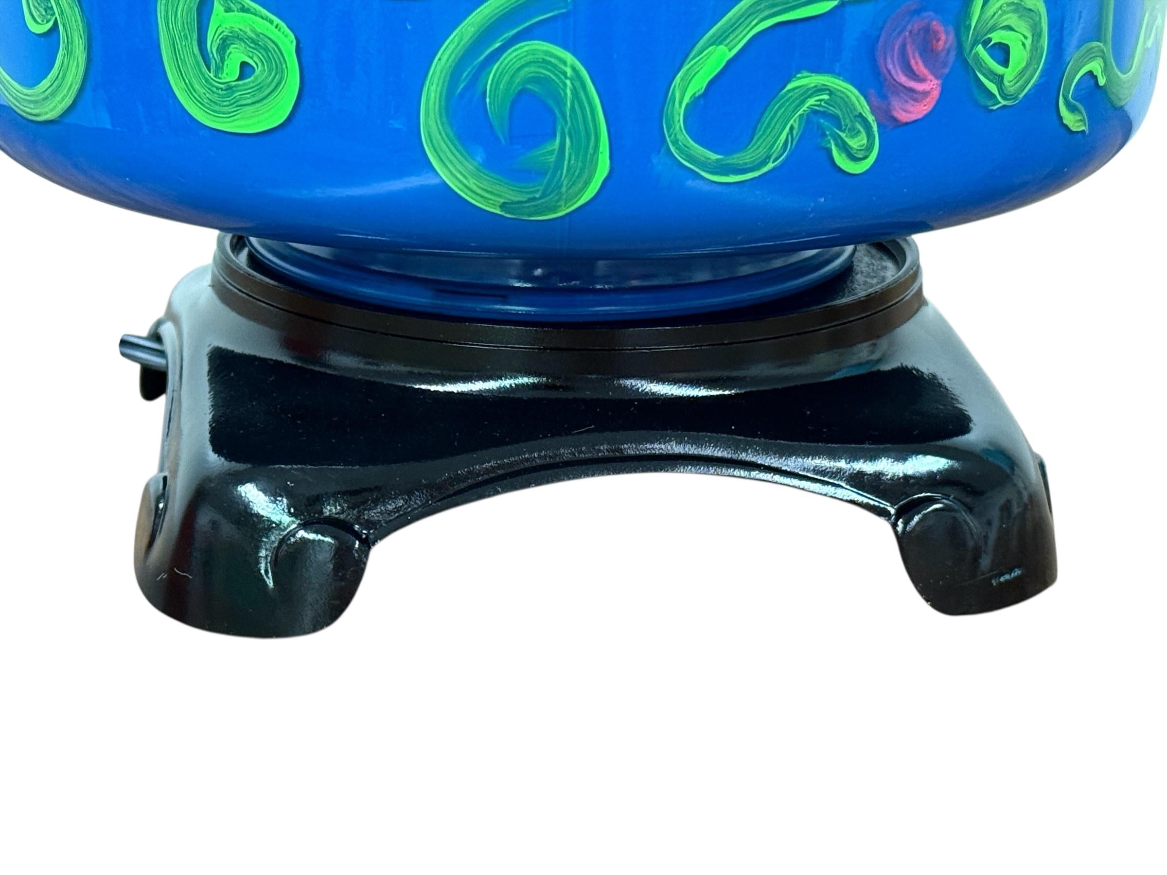 Hand Painted MCM Glass Lamp